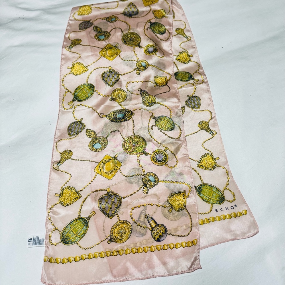 Echo Pink Silk Scarf with Jewel Print